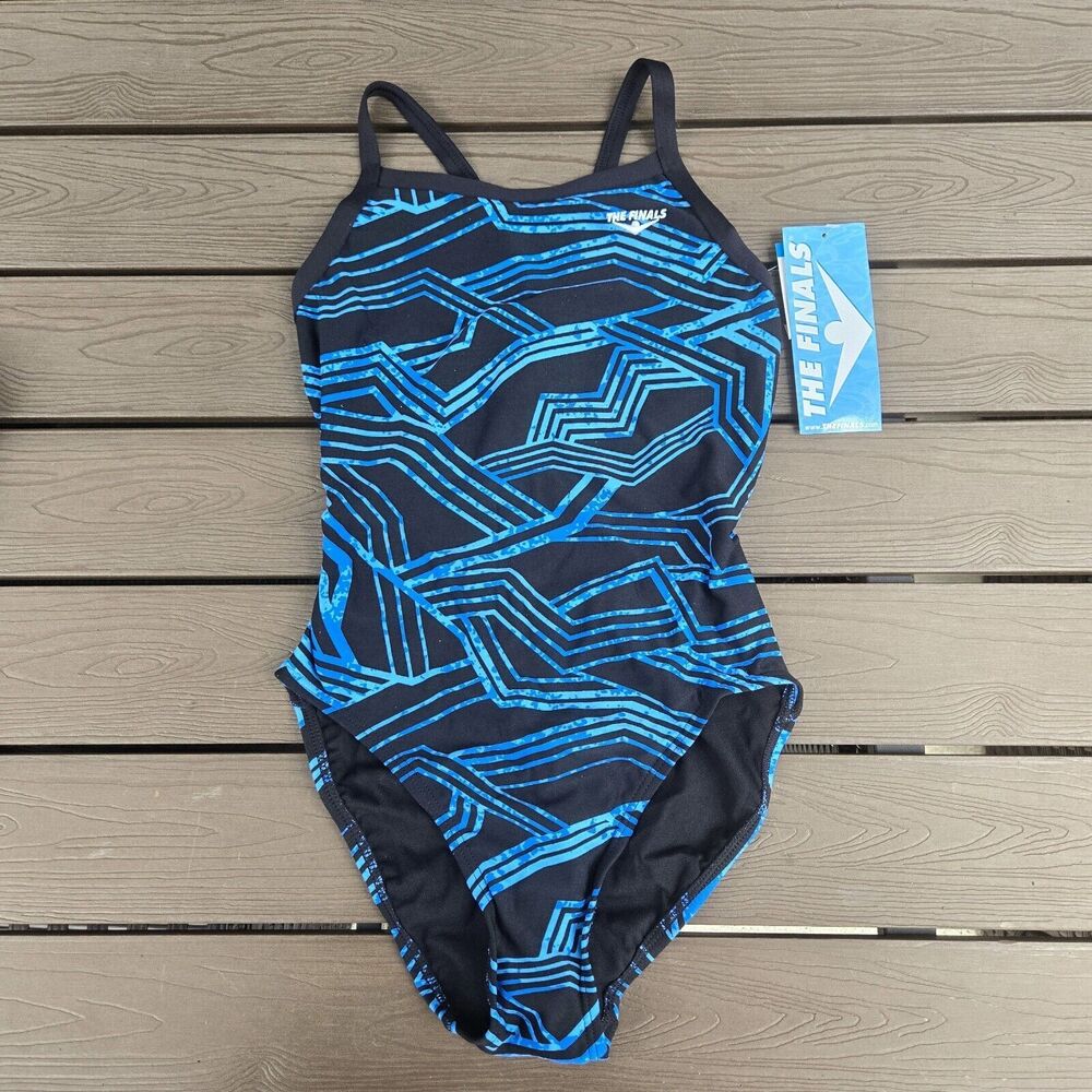 TYR The Finals Women MAIZE  Swimsuit Butterfly Back Blue 1 Piece- Size 28 New